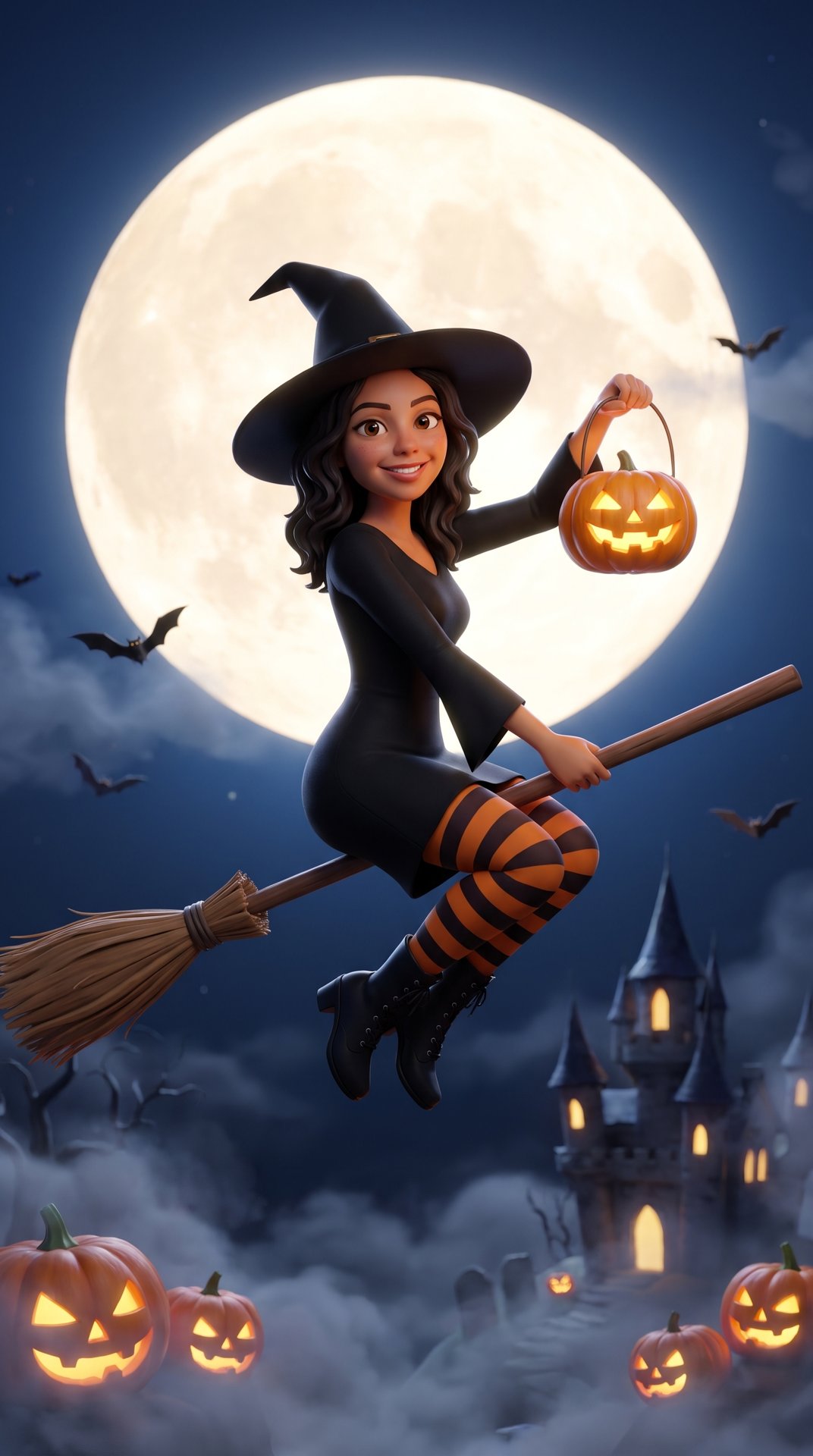 Witch Filter: Flying Witch on a Broomstick, AI example: Just you