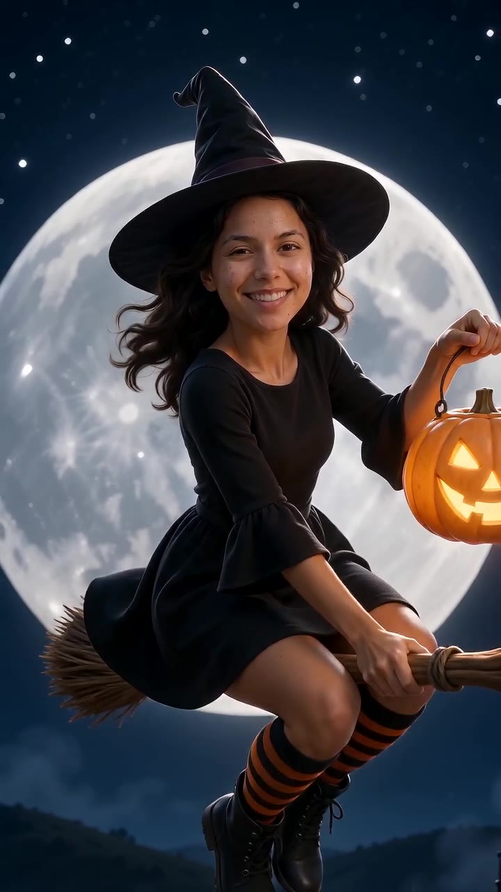 Witch Filter: Flying Witch on a Broomstick, AI example: Just you