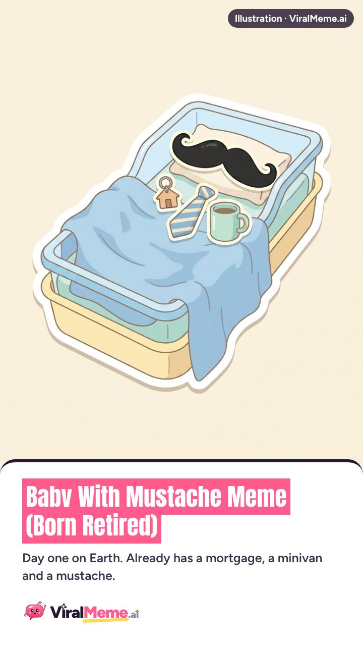 Baby With Mustache Meme (Born Retired)