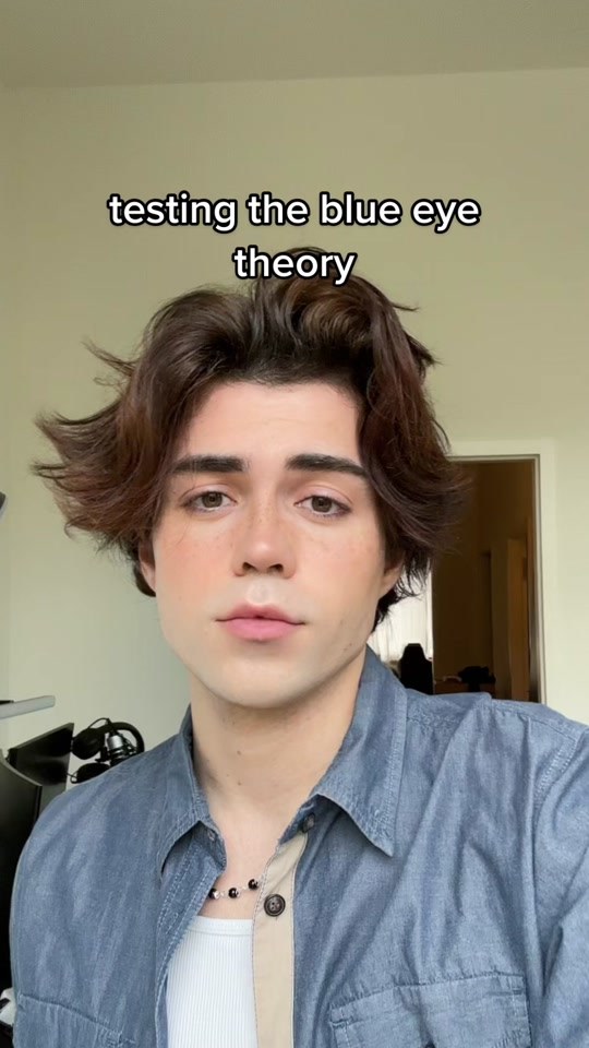 Eye Color Changer (Eye Color Filter): a frame of a post of the trend by @benjikrol on TikTok, testing the blue eye theory