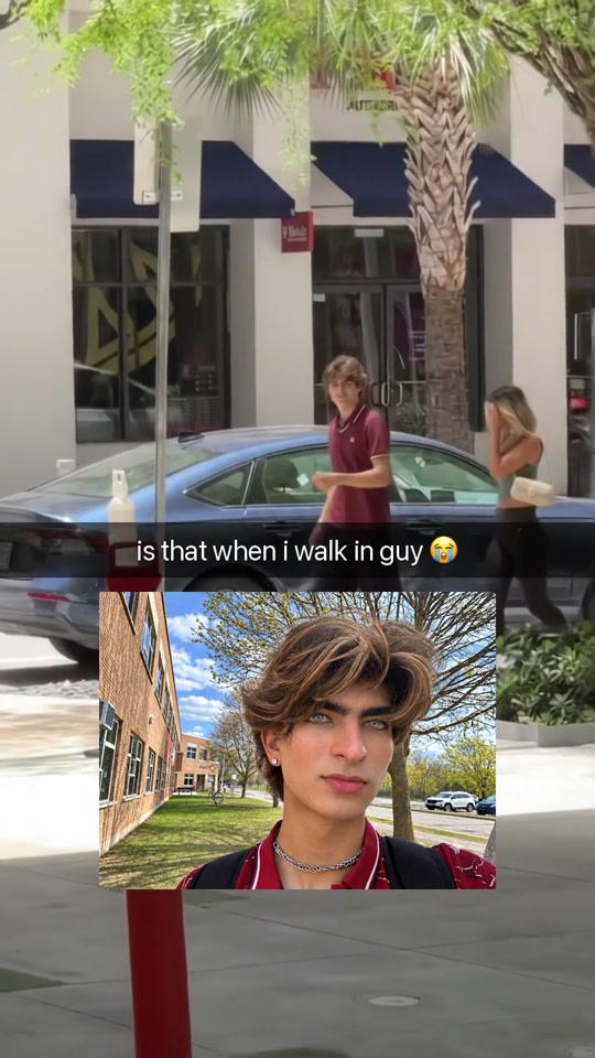 A frame of a Then I Walk In example posted by @alexanderthegreat025 on TikTok, with the creator outdoors and the recognizable selfie inset.